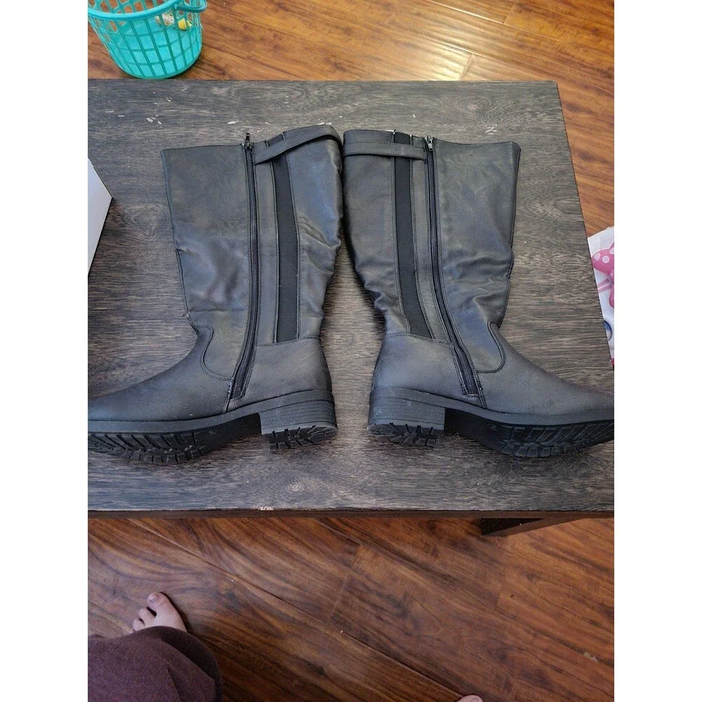 NIB Avenue Women's Black Knee-High Boots Plus Size 8WW (EXTRA WIDE) NEW